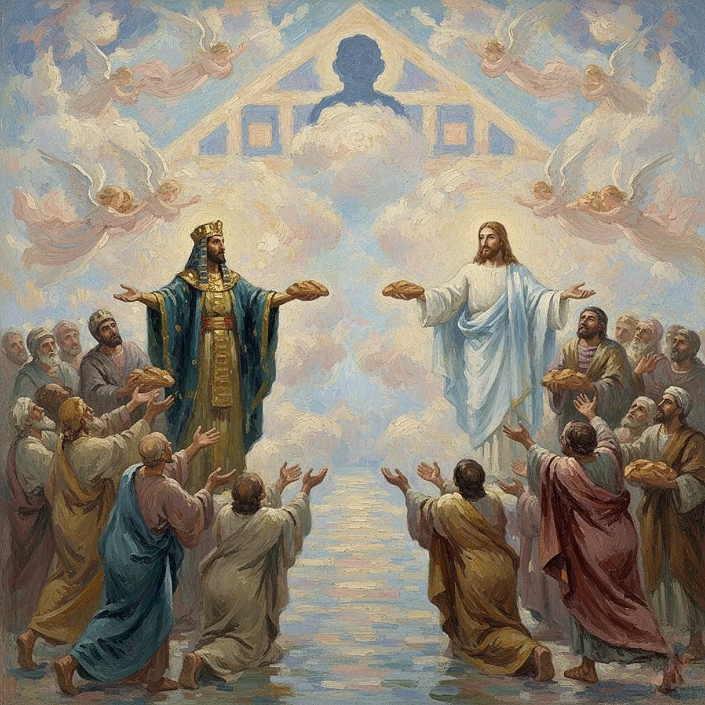 When Jesus says, ‘I AM the bread of life,’ he echoes Melchizedek’s offering of bread and wine. Joseph feeds his brothers, and Jesus feeds the 5,000 and at the Last Supper — each act nourishing the mind with the assumption, feeding all its aspects with the I AM